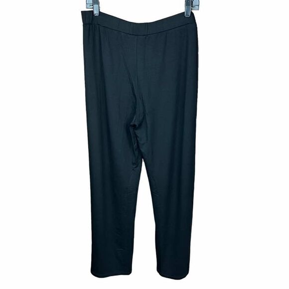 DKNY Pure Travel Pants Black Elastic Waist Wide Leg Lounge Leisure Size Large - Picture 2 of 13